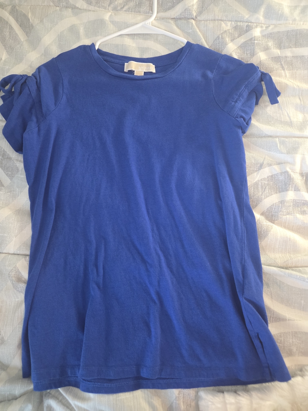 Michael Kors Royal Blue Short-Sleeve Tee with Tie Sleeves